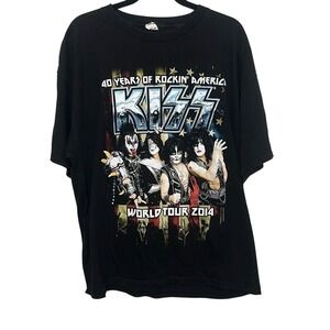 Alstyle Mens Black Kiss World Tour 2014 Graphic T-Shirt Size 2XL
